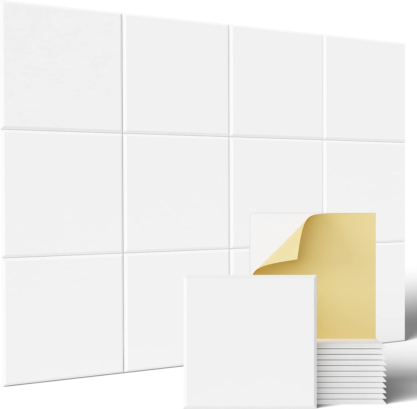 Customizable Self-Adhesive Square Wall Panels 12"X12"X 0.4" High Density Acoustic Panels Sound Absorbing